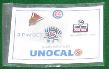 CHICAGO CUBS 3 PIN SET CARDED NEW IN PACKAGE AUGUST 31, 1990 SGA UNOCAL 76 picture