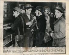 1948 Media Photo Foulquemont miners get lamps as armed soldiers stand nearby picture