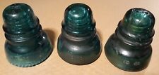 Vintage Lot of 3 Hemmingray 40 Blue/Green Glass Insulator Made In USA Antique picture