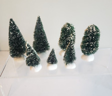 Dept 56 Christmas Village Frosted Topiary Bottle Brush Trees, Lot of 8 All Sizes picture