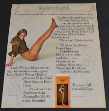1971 Print Ad Sexy Today's Girl Pantyhose Long Legs Feminine Art Beauty Sheer T picture