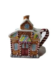 CAFFCO 1995 Gingerbread Themed Teapot WITH CANDY CANE HANDLE. Made in China. picture
