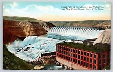 Great Falls Montana~Missouri-Volta Dam & Power House~c1910 Postcard picture