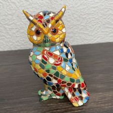 VTG Handmade Mosaic Sitting Lucky Owl Handcrafted Paint Figurine Sculpture 4