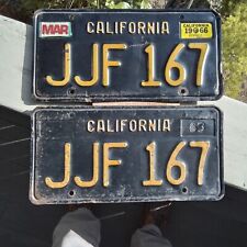 PAIR CALIFORNIA Auto License Plates JJF 167~ 1963 Series~'66 Sticker picture