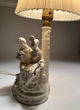 Antique 1930s Dresden Style Ceramic Porcelain Figures Table Lamp~Beautiful+Works picture