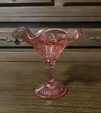 Vintage Pink Pressed Glass Scalloped Top Pedestal Vase/Dish picture