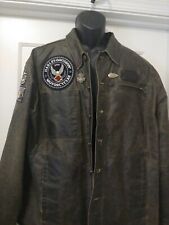 Harley Davidson Jacket Distressed Mid Weight Black Gray Eagle Mens Jacket picture