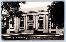 Grinnell Iowa IA Postcard RPPC Photo College Library Building c1910's Antique picture