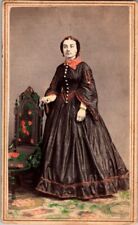Woman in Satin Dress w/Hand Painted Highlights, c1860s, CDV Photo, #2285 picture