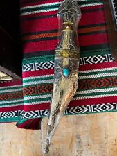 Antique Silver Brass Dagger - Exquisite Jambiya Design with Rare -Blue Gemstone picture
