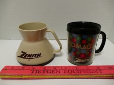 2 Vintage Rare Zenith Electronics Advertising Plastic Coffee Mug Wide Bottom Cup picture