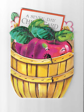 vintage Gibson Greeting SEVEN DAY CHEER CARD Get Well 7 Apple cards in Basket picture