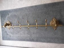 RARE Vintage Brass Horse Head Wall Coat Hat Rack~Equestrian/Western~5 Hook picture