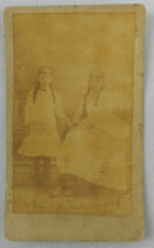 Two Young Girls with Ponytails in Dresses Portrait - c.1900s Cabinet Card picture