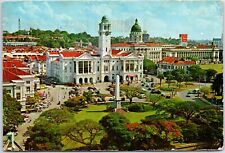 VINTAGE CONTINENTAL SIZE POSTCARD GRAND VIEW OF THE EMPRESS PLACE SINGAPORE 1972 picture