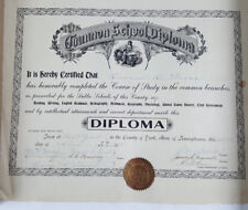 1915 Common School Diploma with Gold Seal RARE picture