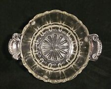 Fabulous Vintage Clear Pressed Glass Bowl With Fancy Handles picture