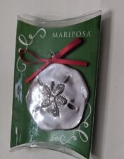 NWT MARIPOSA Pewter Sand Dollar Christmas Ornament / Pendant Silver Color NEW picture