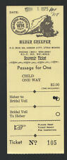 wd6  1975 Heber Creeper Utah Souvenir Ticket Bridal Veil to Heber 730a picture