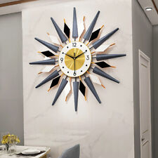23.62in Modern DIY Large Silent Wall Clock Metal Sunburst Home Art Clock Decor picture