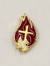 Religious Red Fire Cross Dove Lapel Pin picture