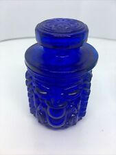 Small Cobalt Blue Glass Totem Aztec Tiki Jar with Glass Lid 3-5-G picture