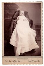 Cabinet Card Photo Baby w Fabulous Victorian Christening Gown by Munger of IL picture