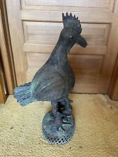 African Sculpture - Benin Bronze Hen & Chicks 32”H Nigerian Bronze Sculpture picture