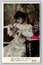 c1908 RPPC Postcard French Woman Love Me Not Hand Tinted Therese picture