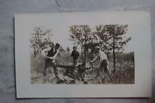 Antique 1907-18 RPPC Postcard s: Two Men Sawing Tree Little Boy Watching picture