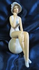Retro Bathing Beauty Figurine on Beach Ball Classic Neutral Palette Flapper picture