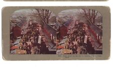 c1880s Street Scene On The Way To Asakusa Temple Tokyo Japan Stereoview Card picture