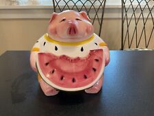 Clay Art Pig Watermelon Cookie Jar 1993 picture