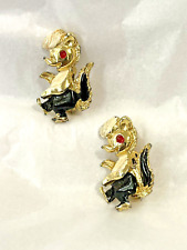 Vintage Skunk Scatter Pins Goldtone Metal Painted Details Sweater Pin c.1960s picture
