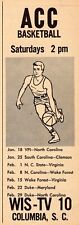 1964 WIS-TV COLUMBIA,SOUTH CAROLINA TV AD ACC BASKETBALL TELEVISION SCHEDULE picture