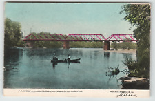 Postcard Vintage 1907 Men in a Canoe on the Schuylkill River in Spring City, PA picture