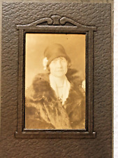 Antique Studio Photo Woman Polly Shank Fur Coat And Flapper Style Hat c1920 picture
