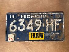 1973 1975 Michigan License Plate Farm # 6349-HF picture