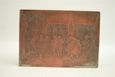 Antique Brass Trinket Box Copper Lid Les Politiques Georges Brillouin French  picture