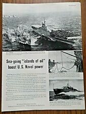 1951 American Petroleum Ad Carrier USS Leyte Destroyer USS Roberts U. S. Navel picture