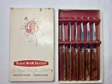 Vintage Regent Sheffield Steak Knife Set 6 Piece Stainless Blades Forever Sharp picture