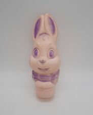Vintage Pink Easter Bunny Head Blowmold Plastic Candy Container Topper Coin Bank picture
