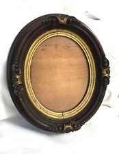 Antique Ornate Oval Deep Walnut Wood Picture Portrait Frame Gold Gilt 12x14 picture