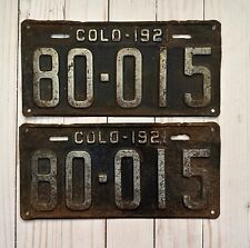 Colorado 1921 License Plates Pair # 80 015 picture
