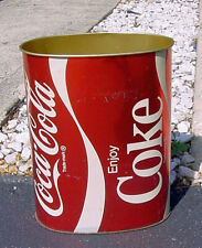 Vtg Coca-Cola Waste Basket Metal Trash Can by Cheinco Oval 13
