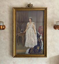 Vintage 50s Queen Elizabeth II Coronation Portrait Crown Frame by Bourlet London picture