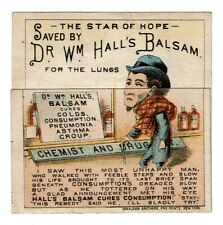 Metamorphic or transformation card Dr Wm Halls Balsam cure w before/after illus picture