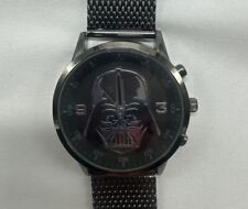 Vintage Walt Disney Darth Vader Accutime Watch-Metal Black Gray Stainless Steel picture