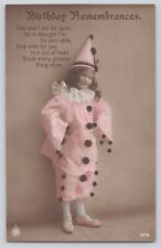 Postcard RPPC Birthday Girl In Clown Outfit Hand Colored Antique Unposted picture